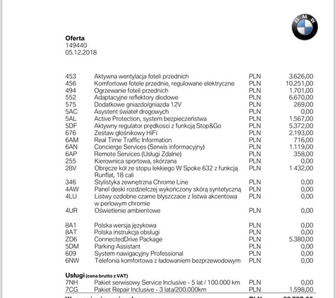 BMW Seria 5 cena 115000 przebieg: 147000, rok produkcji 2017 z Biała małe 121